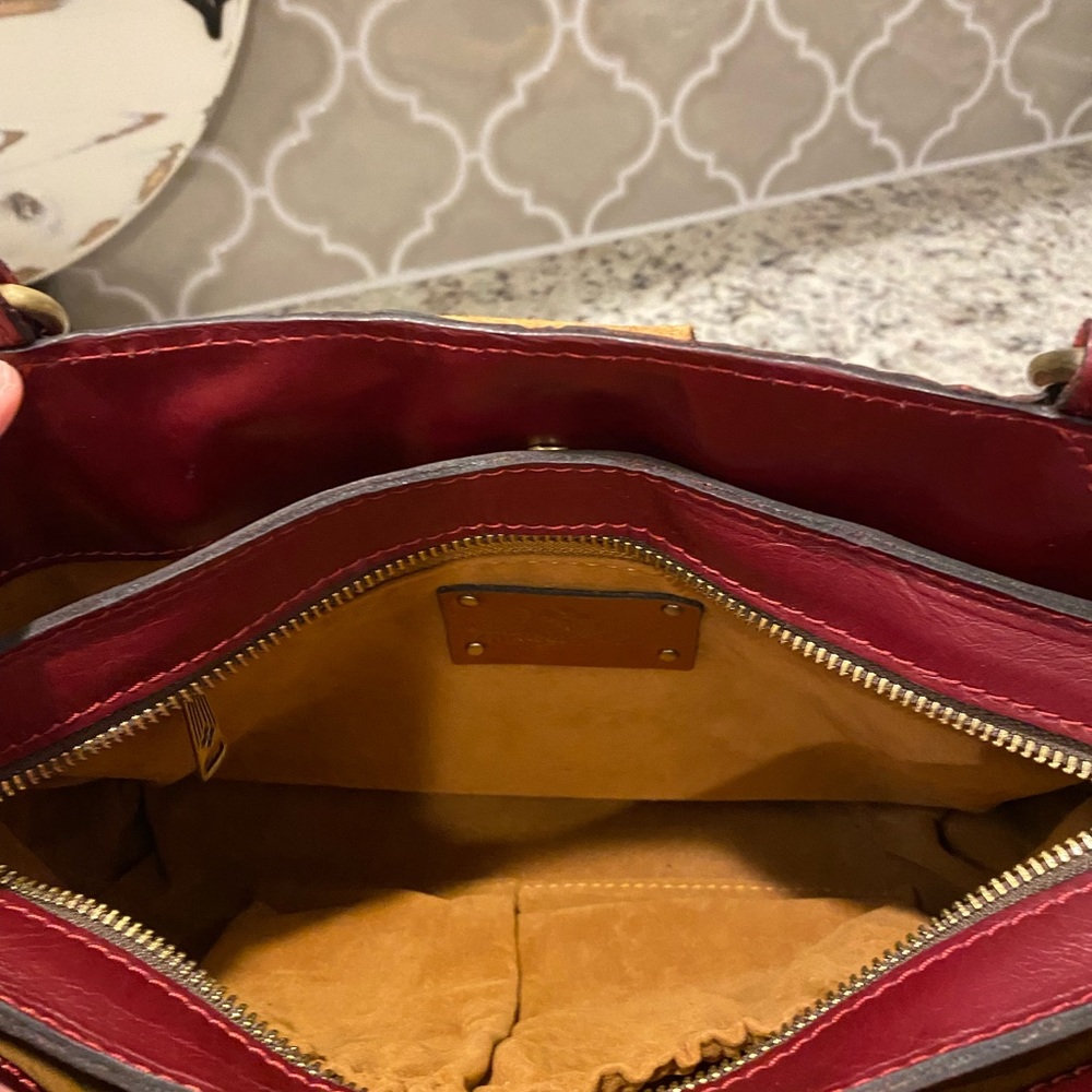 Patricia Nash Rienzo Satchel in Deep Raspberry Tooled Italian Leather - Picture 8 of 10